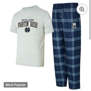NEW! Notre Dame Fightin’ Irish Men’s Pajama Set | Gray & Blue | Size Large